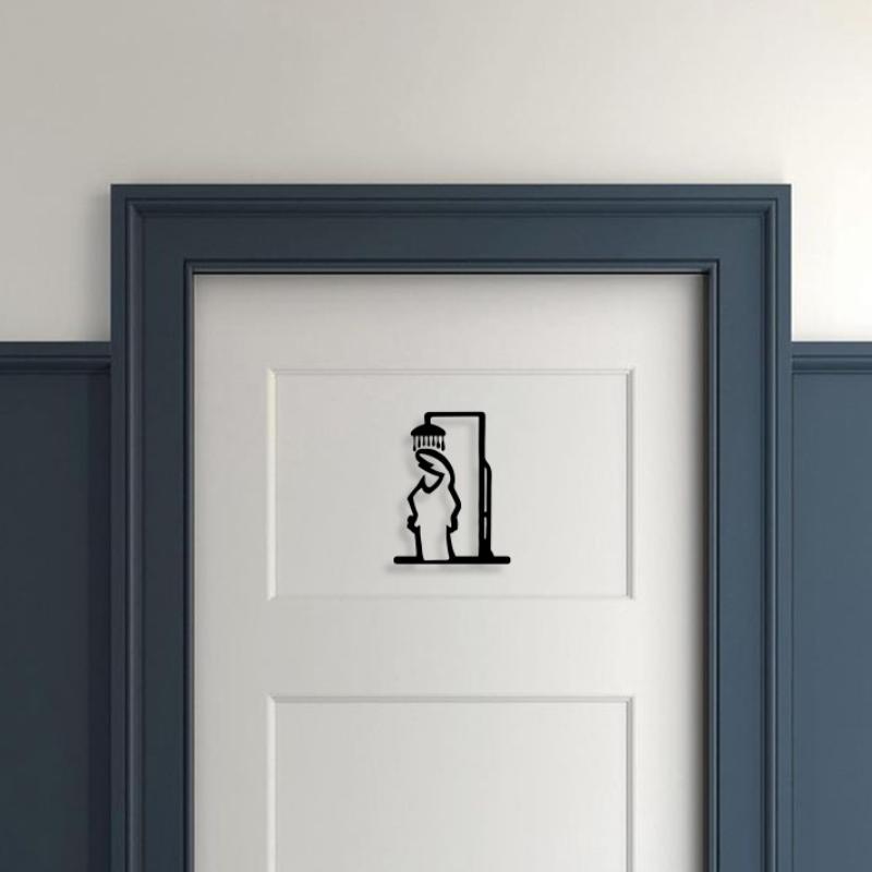 Home Bathroom Door Signs - 1PCS Minimalistische Linie Metall Badezimmer Zeichen