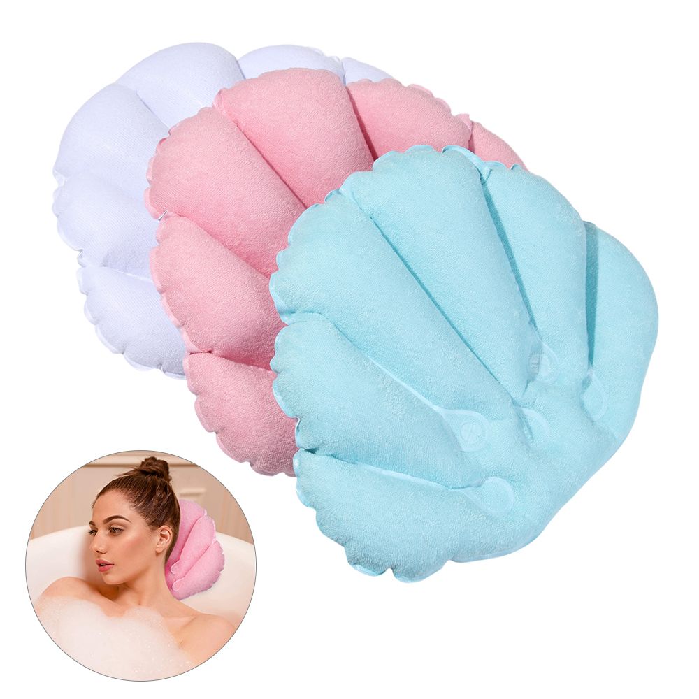 Bathtub Pillow Inflatable - Mit Saugnäpfen, aufblasbares Frottee-Kissen, Badewanne, Badekissen,