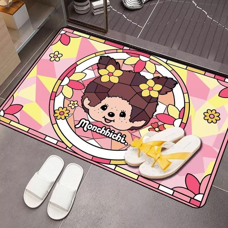 Non Slip Bath Mat - Monchhichi Cartoon Diatomit-Badematte, super saugfähig, rutschfest,