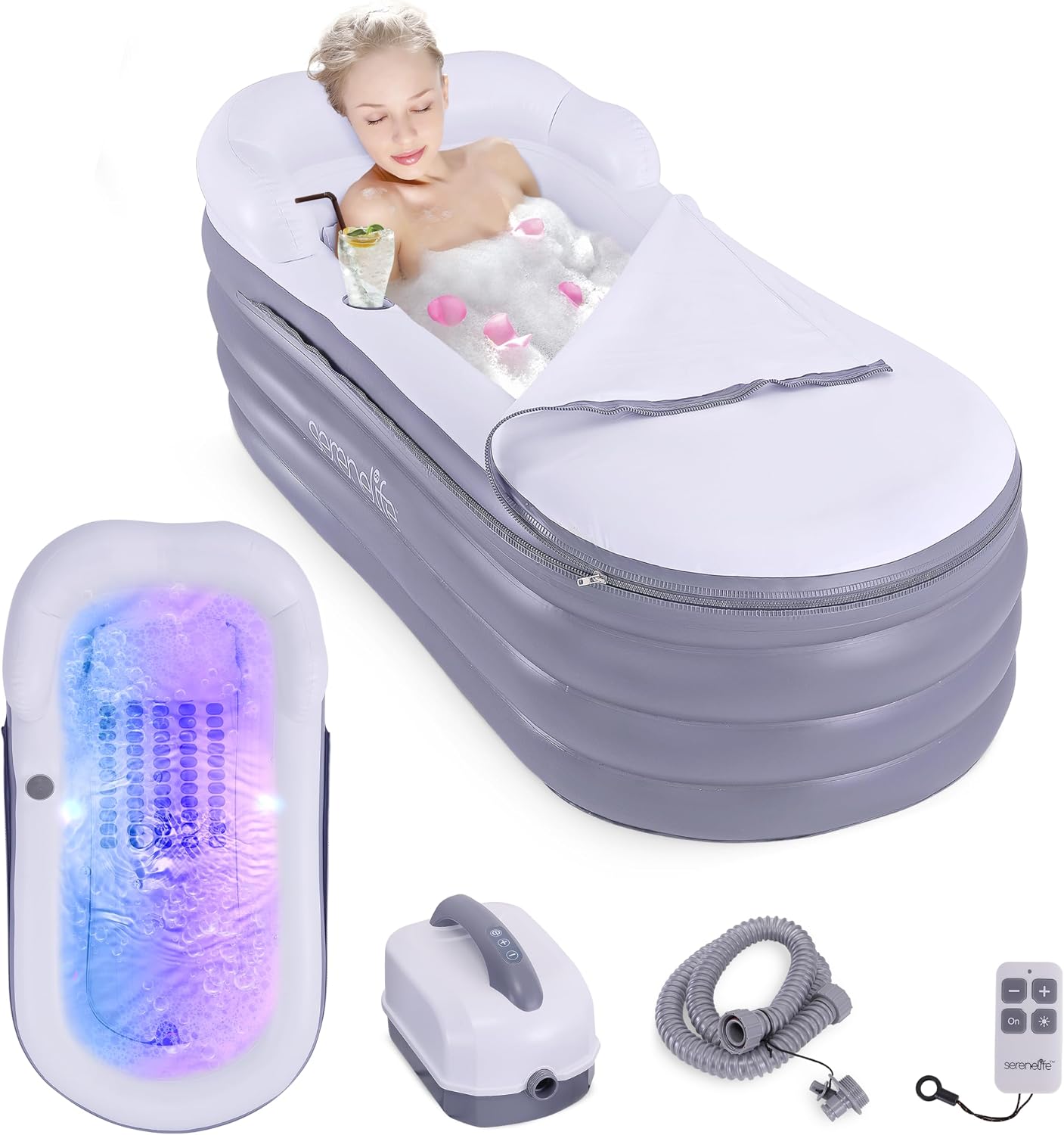 Bathtub Pillow Inflatable - Spa-Badewanne mit Sprudelmassagematte - Aufblasbare Badewanne