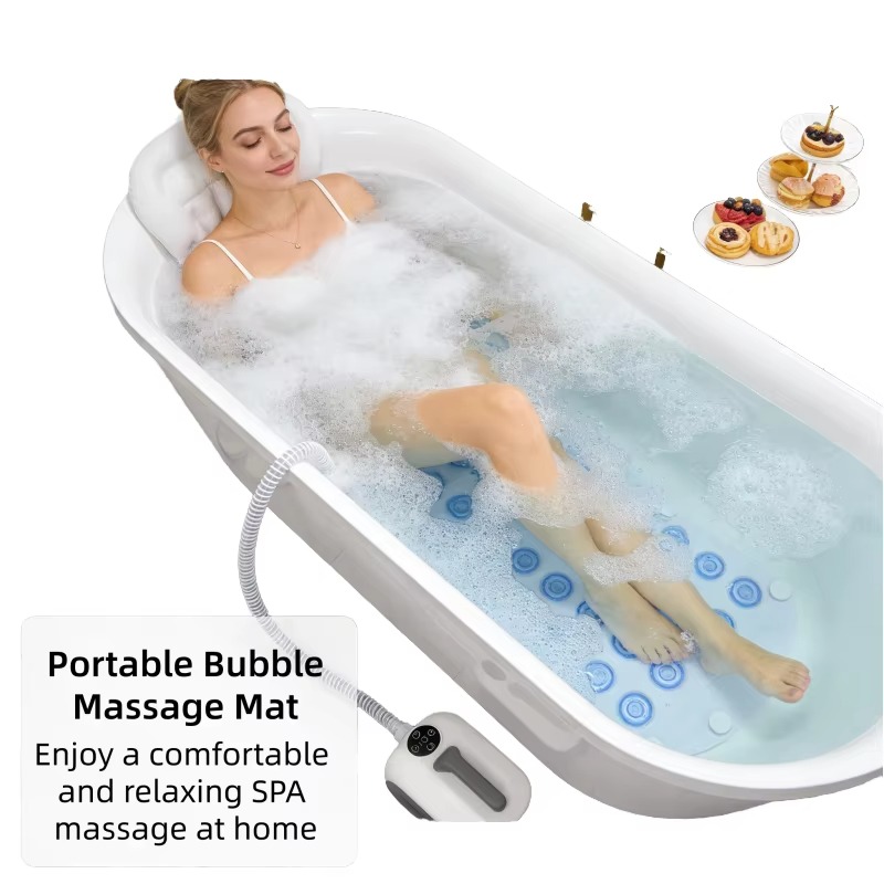 Bathtub Pillow Inflatable - Tragbare Badewannen-Sprudelmassage-Matte, steckbar, kabellose Fernbedienung, aufblasbares