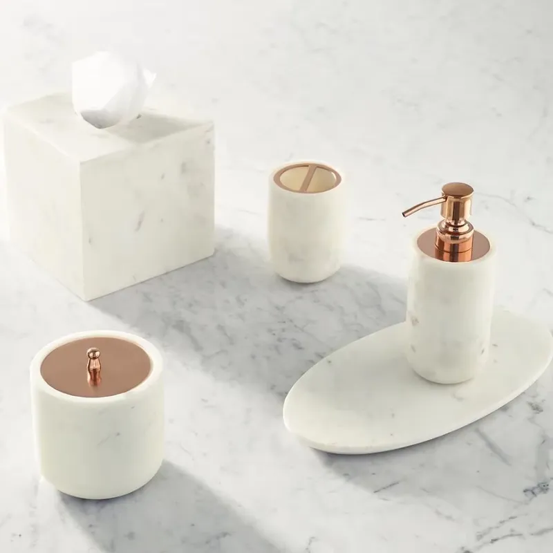 Home Bathroom Ware - Modernes nordisches Badezimmer-Accessoire-Set aus weißem Marmor,