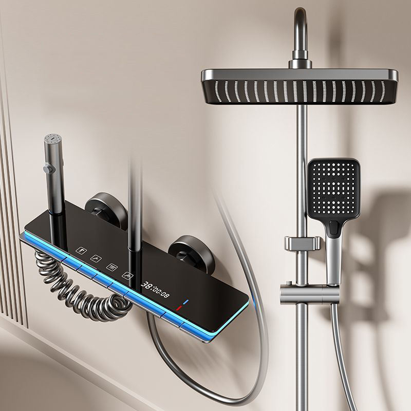Shower Head Rain - Luxus-Digitalanzeige-Thermostat-Duschset mit quadratischem Bildschirm, weichem Regenduschkopf