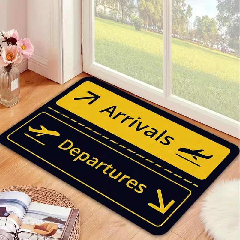 Home Bathroom Door Signs - Fußmatte mit Flughafen-Schild, lustiger Eingangsteppich mit