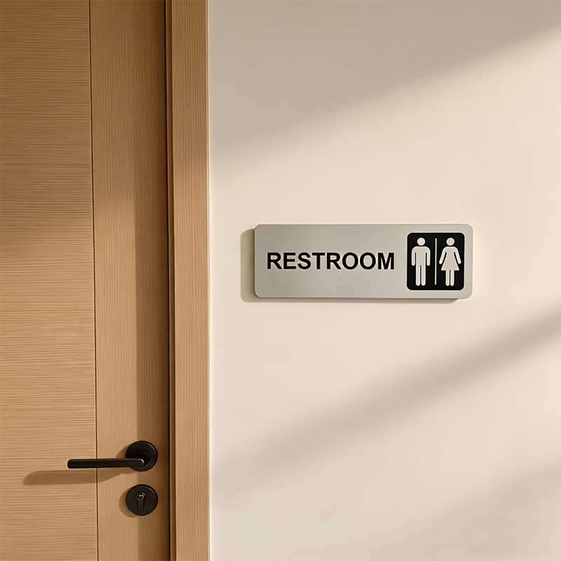 Home Bathroom Door Signs - 1 Stück Toiletten-Schild aus gebürstetem Metall,