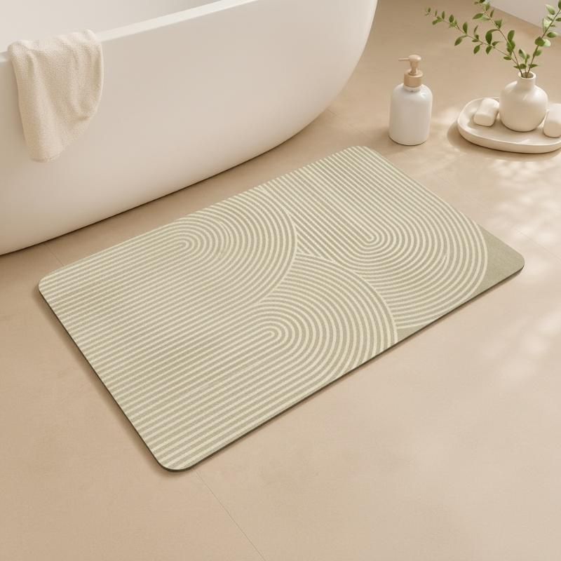 (Beige gestreifte Diatomit-Bad – Non Slip Bath Mat Bewertung und Preis