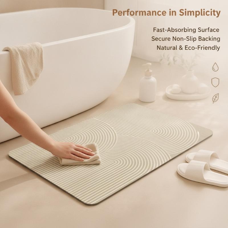 (Beige gestreifte Diatomit-Bad – Non Slip Bath Mat Bewertung und Preis