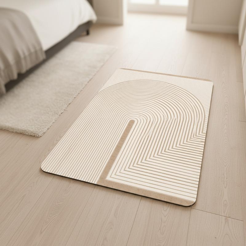 (Beige gestreifte Diatomit-Bad – Non Slip Bath Mat Bewertung und Preis